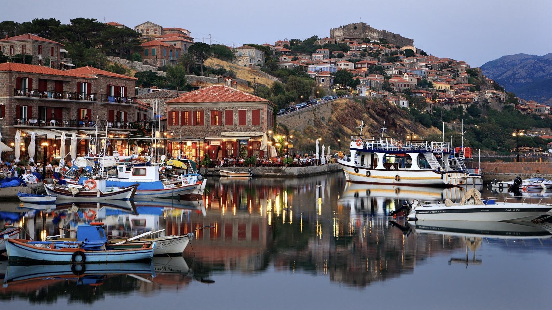 Mithymna with the medieval castle Castle of Molyvos - Northeastern Aegean Sea