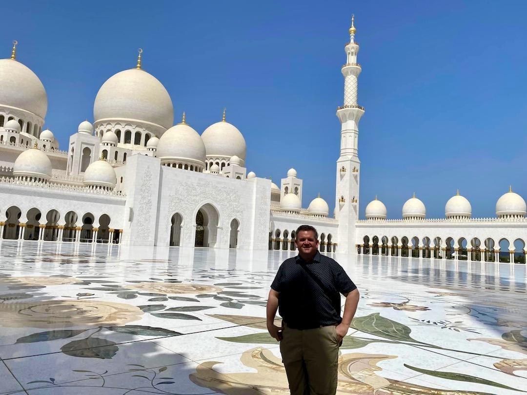 Nurse Ron at the Sheikh Zayed Grand Mosque, Abu Dhabi