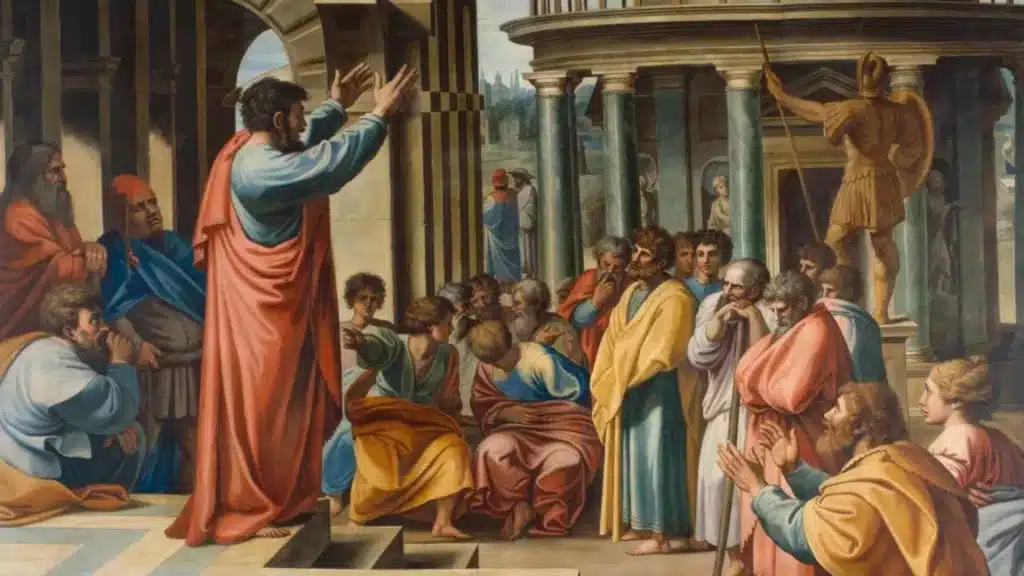 St Paul Areopagus Sermon in Athens, by Raphael, 1515